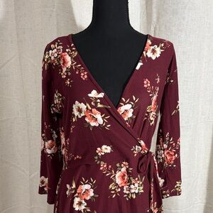 Floral Faux Wrap Dress